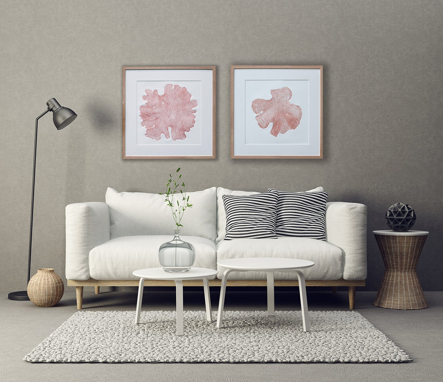  Yew tree round relief print art in living room